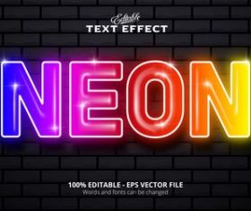 Color light font text effect vector