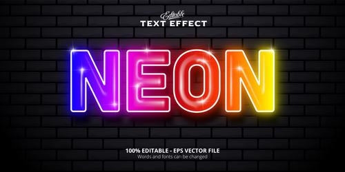 Color light font text effect vector