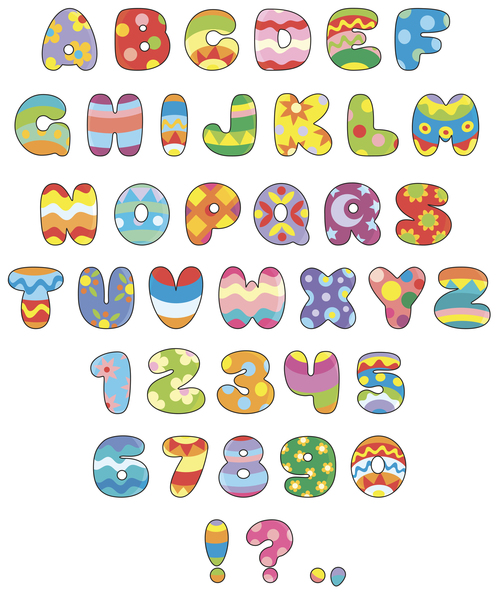 Colorful english alphabet cartoon vector