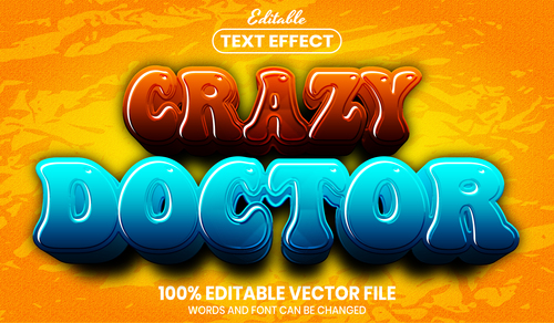 Crazy doctor text font style vector