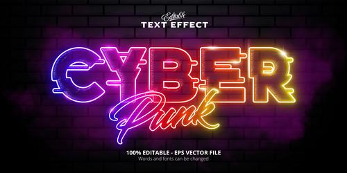 Cyberpunk text effect vector