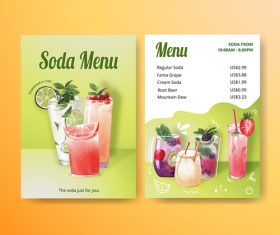 Delicious drink menu in vector