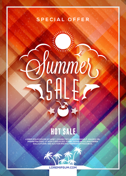 Design summer elements sale flyer vector