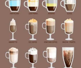 Different flavors of coffee vector