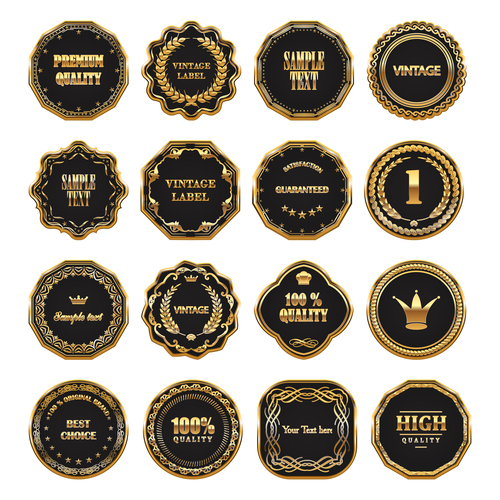 Different style golden labels collection vector