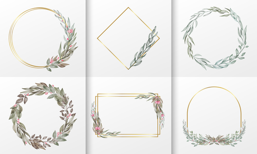 Diverse Watercolor floral frame vector