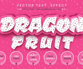 Dragon fruit font style effect vector