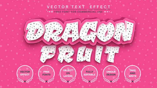 Dragon fruit font style effect vector