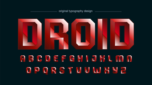 Droid typography graphic style vector text effect