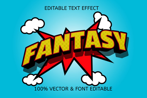 Fantasy color yellow red editable text effect vector