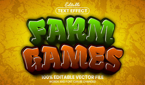 Farm games text font style vector