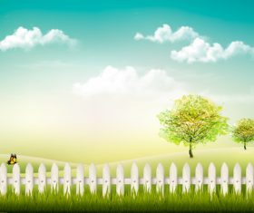 Fence vector on green grass