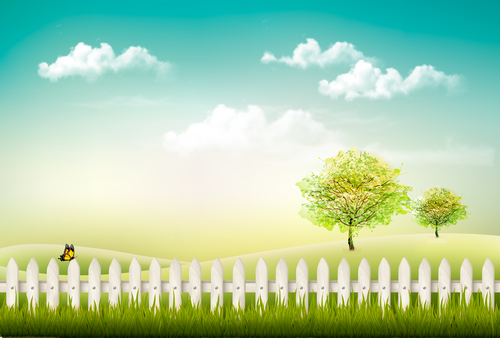 Fence vector on green grass