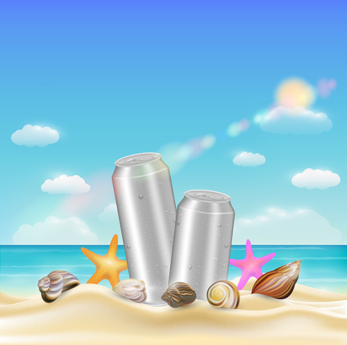 Filling drink on the beach vector