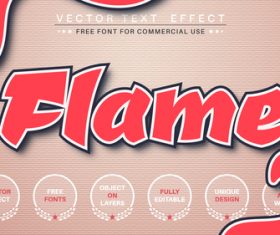 Flame font style effect vector