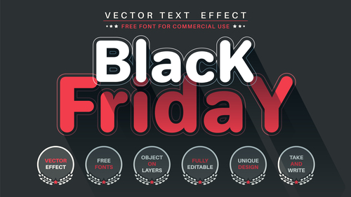 Flat black friday vector text effect