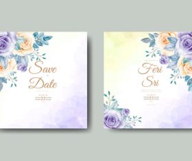Floral watercolor wedding card vector