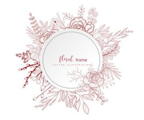 Flower decorative round frame hand drawn vector