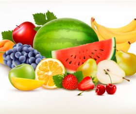 Food background with fresh fruits vector