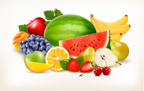 Food background with fresh fruits vector