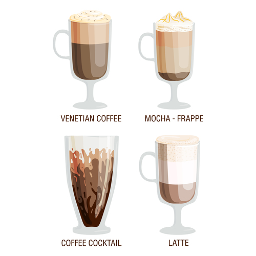 Four flavors coffee vector