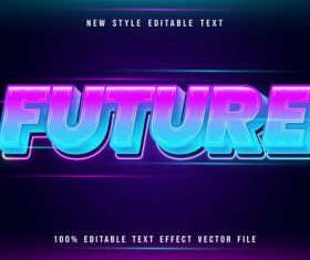 Future editable text effect modern neon style vector