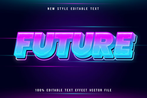 Future editable text effect modern neon style vector
