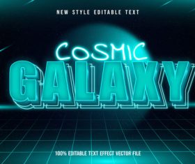 Galaxy editable text effect modern neon style vector