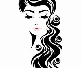 Girl with beautiful long curly hair styling vector