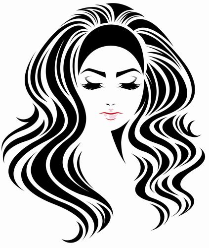 Girl with long curly hair vector