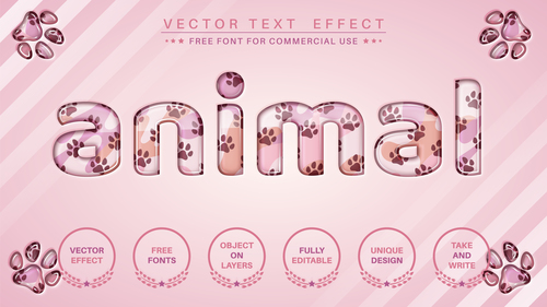 Glass kitty vector text effect