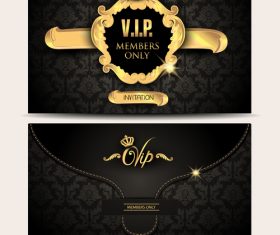 Gold VIP textured envelope with floral background vector