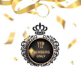 Golden confetti background invitation card vector