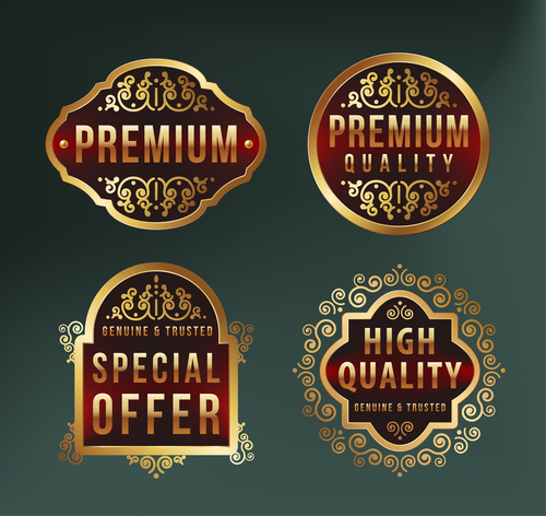 Golden frame sale label vector