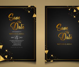 Golden geometric decoration luxury wedding invitation vector card