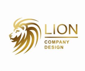 Golden lions company design vector