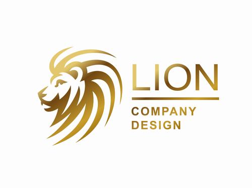 Golden lions company design vector