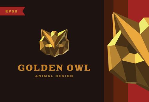 Golden owl logo vector
