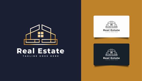 Golden real estate logo vector
