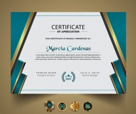 Golden rim decoration certificate vector