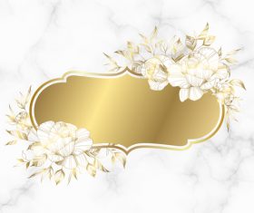 Golden vintage frame wedding invitation card vector