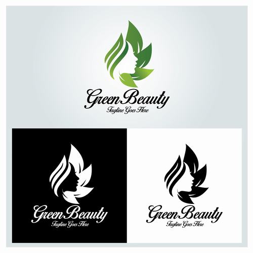 Green beaut beauty salon logo vector