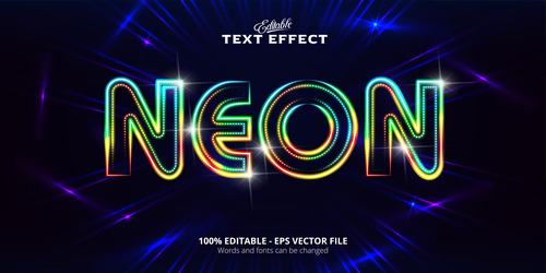 Green light font text effect vector