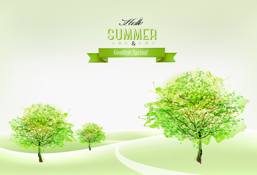 Green trees and landscape nature background vector