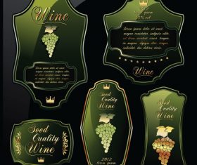 Green wine labels on black background vector