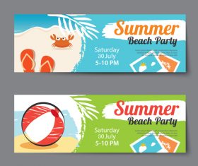Hand drawn beach party banner vector