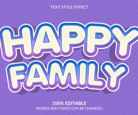 Happy family text style effect vector