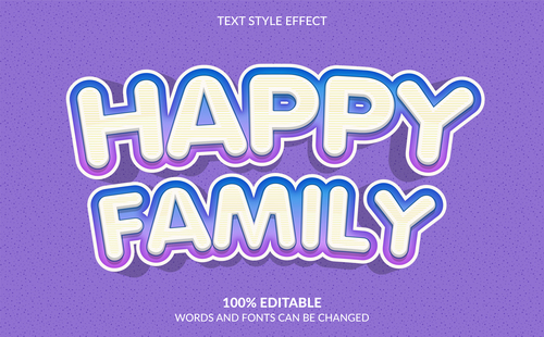 Happy family text style effect vector