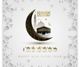 Happy new hijri year islamic illustration background vector
