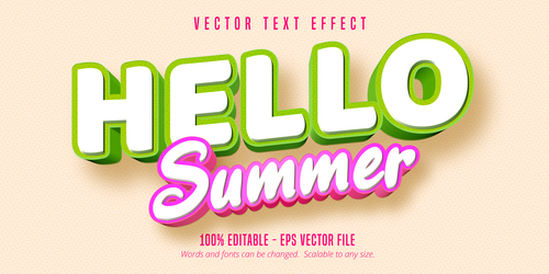 Happy summer editable font effect text vector